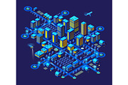 Smart city night neon ultraviolet, a Technology Illustration by AlexZeL (Thumbnail 1 of 3)