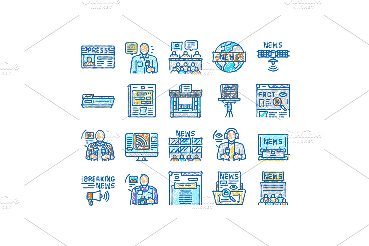 news business communication icons, an Object Illustration by pikepicture
