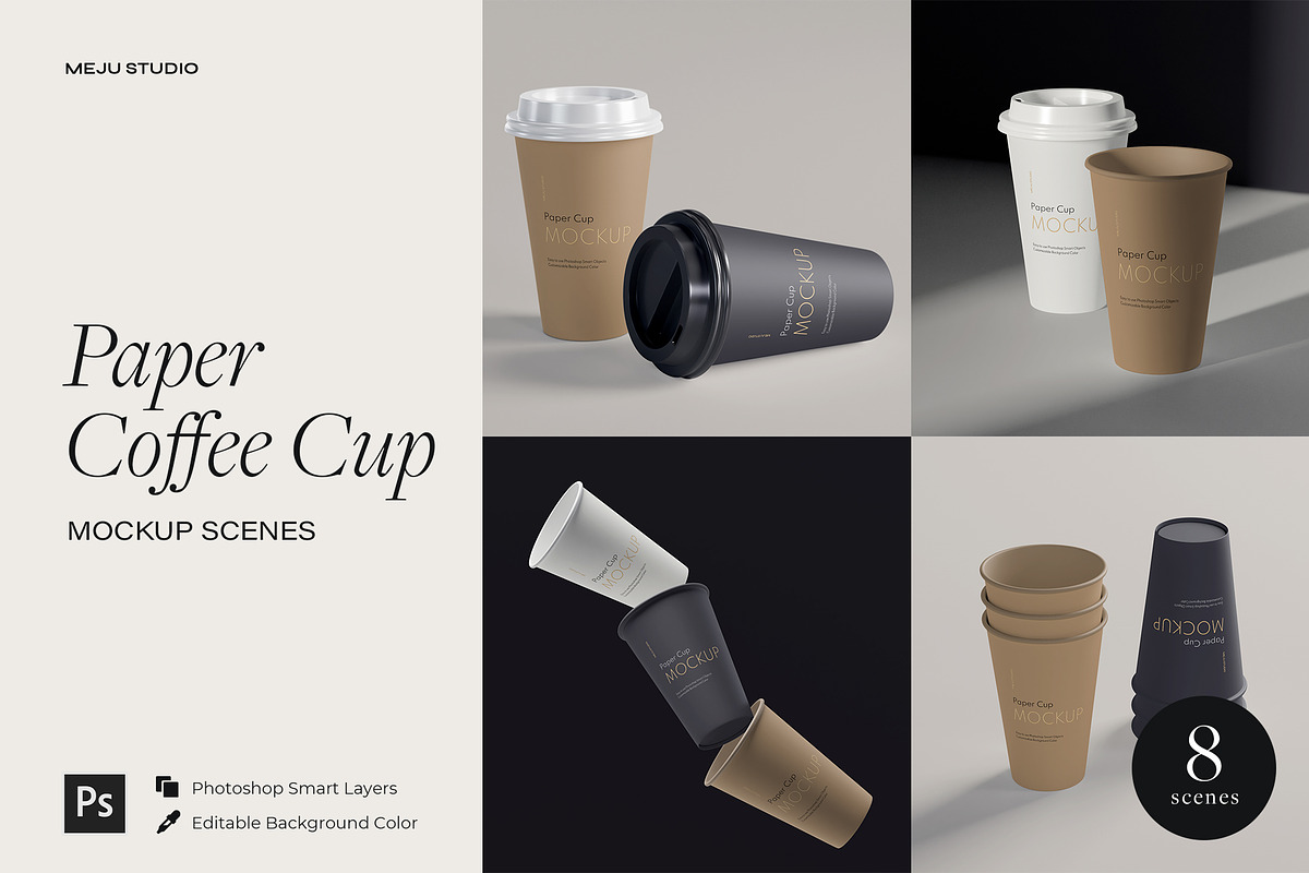 Paper Coffee Cup Mockups, a Cups & Container Mockup by Wildfield Studio (Photo 1 of 7)