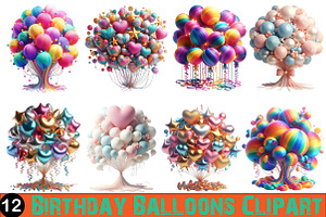 Birthday Balloons Clipart PNG, an Illustration by GatewayDesign