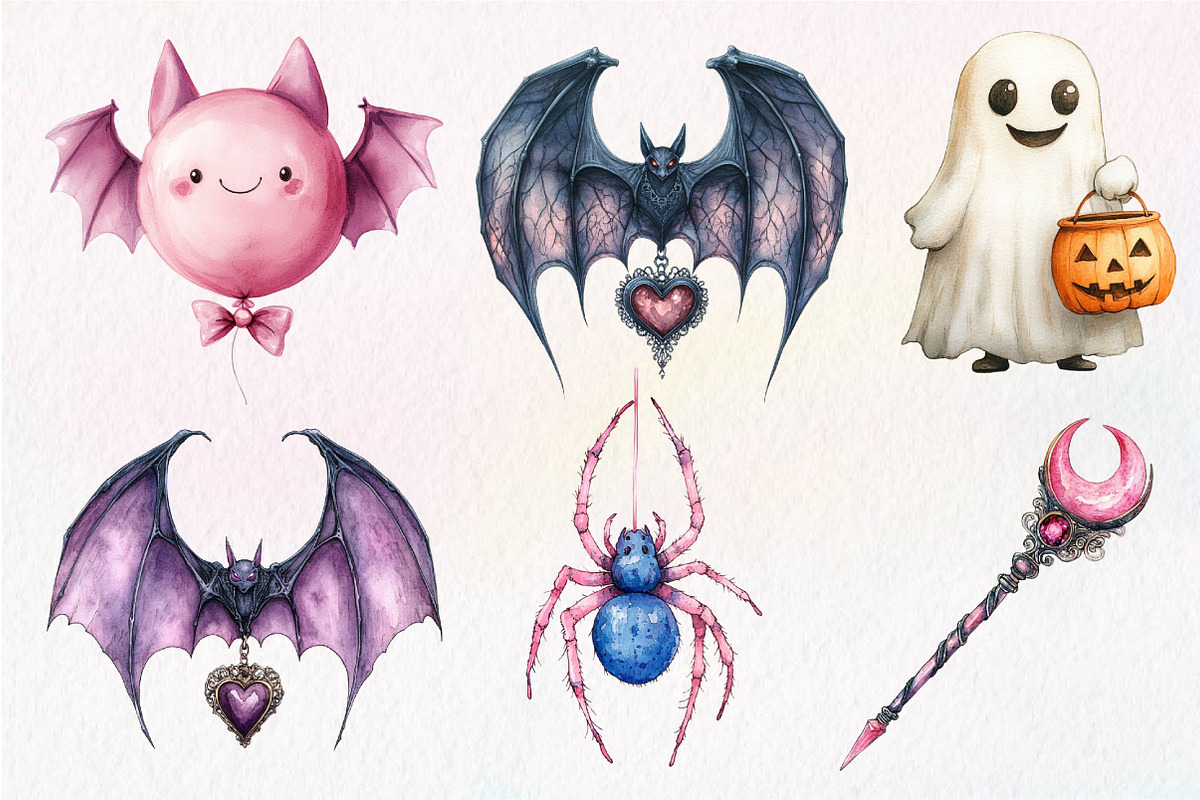 Pink Halloween Clipart PNG, an Illustration by Dream Creation (Photo 4 of 7)