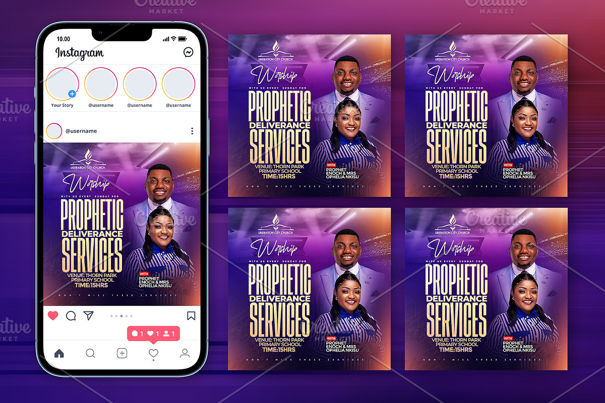 Prophetic Deliverance Church Flyer T, a Social Media Template by church flyer templates (Photo 6 of 9)