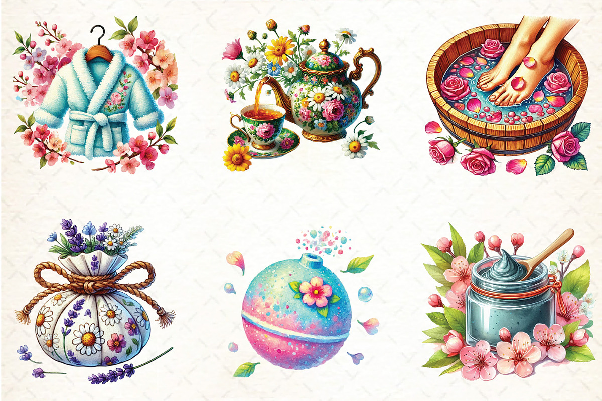 Spring Spa Day Clipart, an Illustration by DreamCafeArt (Photo 3 of 6)