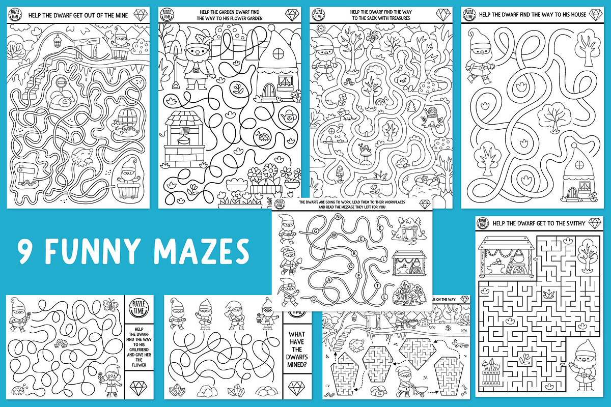 Dwarf coloring games and activities, an Education Illustration by Lexi Claus (Photo 3 of 16)
