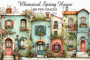 Whimsical Spring House Clipart, an Illustration by Craft Nest