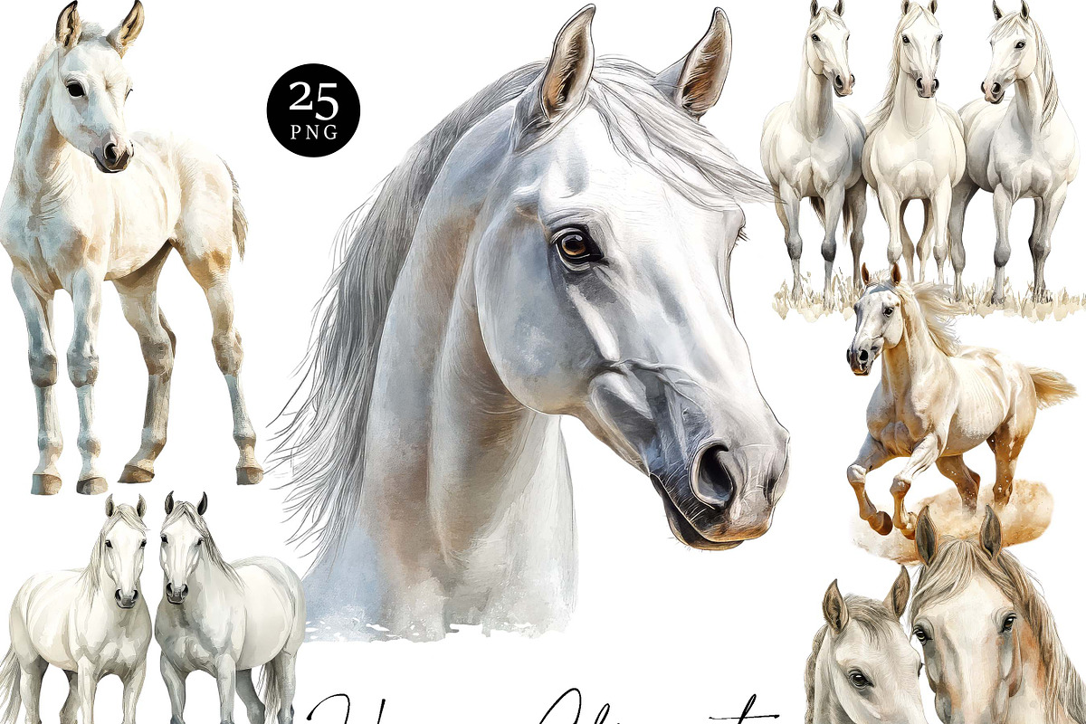 Watercolor Horses Clipart Bundle, an Animal Illustration by Design Scotch (Photo 1 of 8)