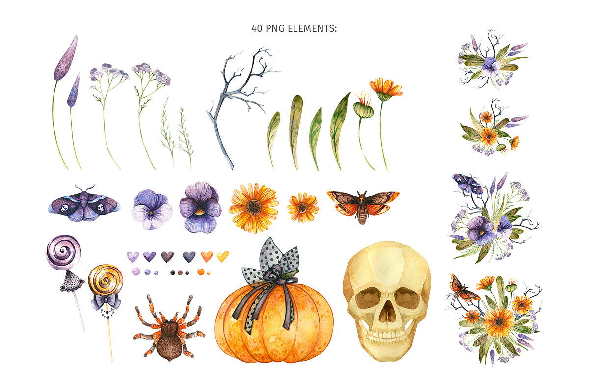 Watercolor Halloween Clipart, an Object Graphic by Valin Malin (Photo 2 of 14)