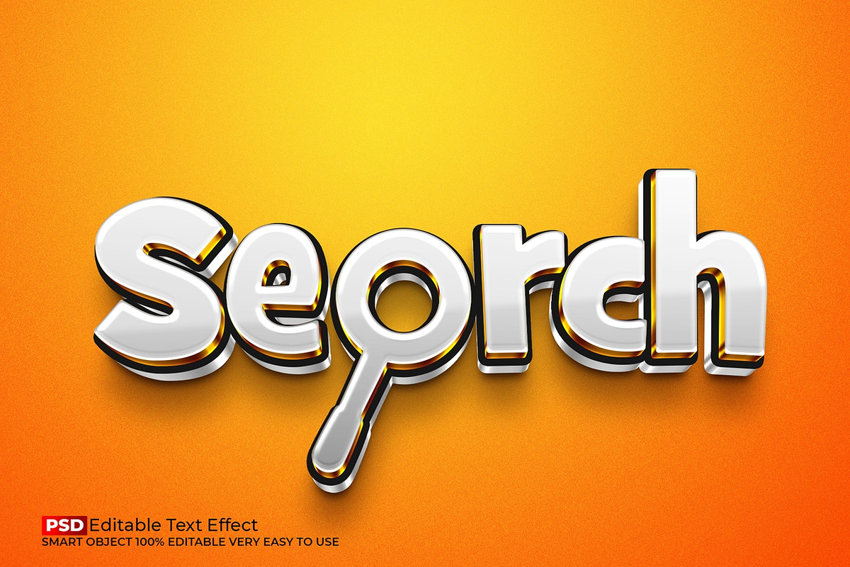 Glossy 3d 'search' word text effect, a Layer Style Add-On by Design Fly
