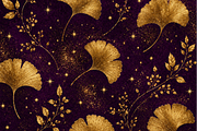 Halloween Gold Ginkgo Digital Paper, a Texture Illustration by Printable Design Store (Thumbnail 2 of 4)