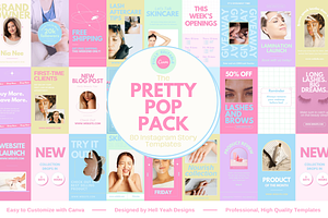 Pretty Pop Instagram Story Templates, a Social Media Template by Hell Yeah Designs