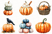 Watercolor Autumn Pumpkin Clipart, an Illustration by OK Design (Thumbnail 3 of 5)