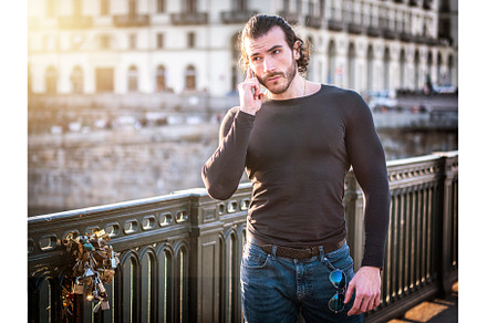 One handsome young man in urban, a Person Photo by ArtOfPhotos photo store