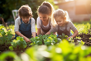 Little siblings gardening together, a Nature Photo by MistyDay