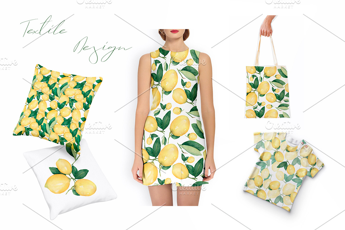 Watercolor Citrus Fruit Lemon, a Food Illustration by MayaNavits (Photo 9 of 11)