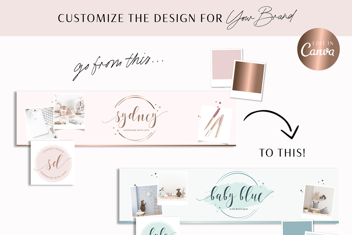 Rose Gold Etsy Shop Branding Kit, a Branding & Logo Template by Macarons and Mimosas (Photo 4 of 9)