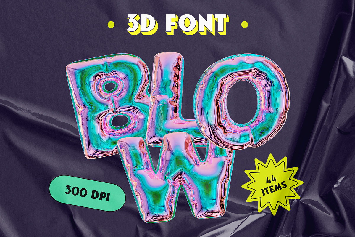 Blow - 3D Holographic Font, a Graphic by Alina Sh (Photo 1 of 7)