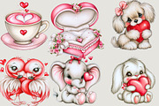 Whimsical Cute Valentine Clipart Bun, a Seasonal Illustration by SVGArt (Thumbnail 2 of 5)