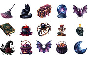 Watercolor Velvet Halloween Clipart, an Illustration by Designking (Thumbnail 2 of 5)