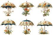 Floral Umbrella Clipart, an Illustration by CraftArtStudio (Thumbnail 4 of 6)
