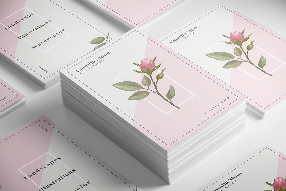 Pink Rose Business Card Template, a Business Card Template by Digital Space (Photo 5 of 5)