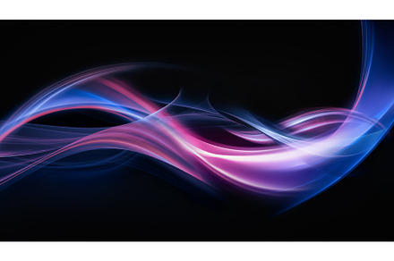 Shining Pink and Blue Waves on Dark, an Abstract Photo by BazziBa♥