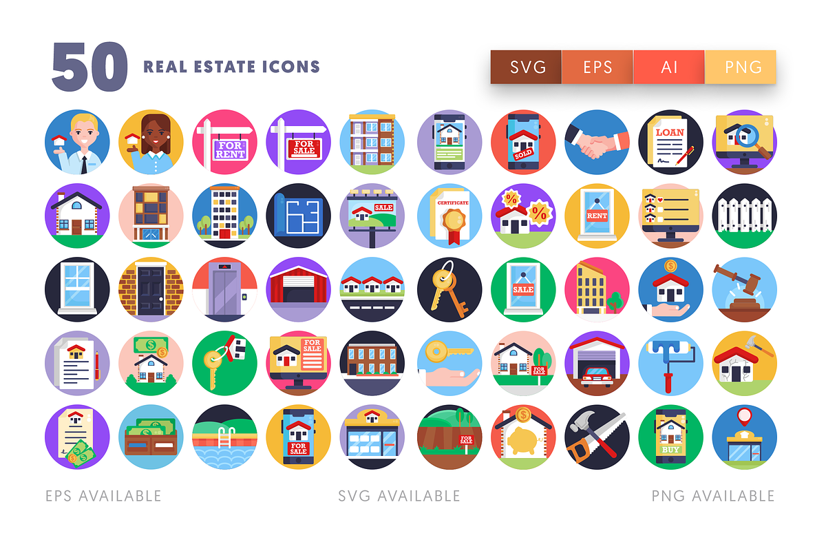 50 Real Estate Icons, an Outline Icon by Dighital (Photo 2 of 10)