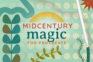 Midcentury Magic for Procreate, a Brush Add-On by AJ Brushes