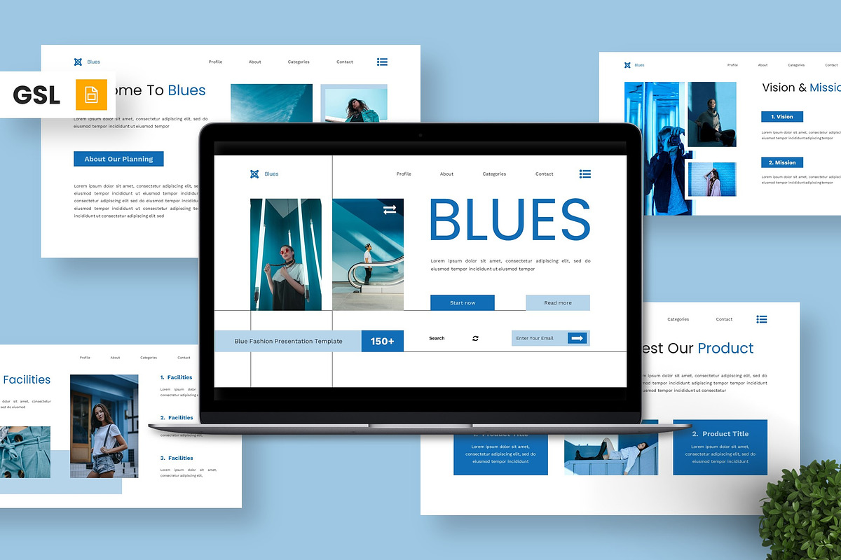 Blues - Blue Fashion Google Slide