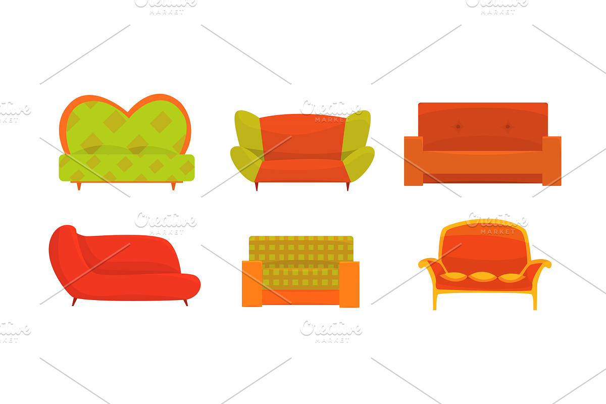 Sofas and Couches Vector Set, an Object Illustration by TopVectors