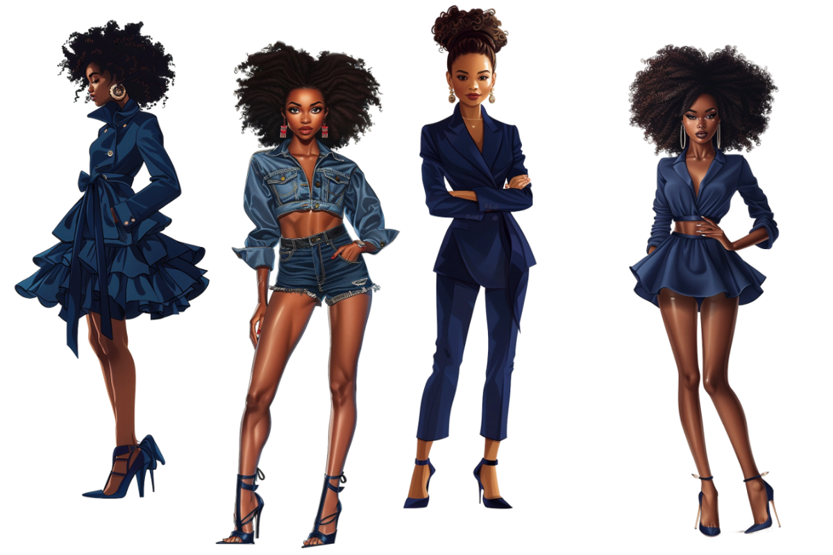 Fashion Girl in Indigo Cliparts, a Person Illustration by Mash Mash Stickers (Photo 4 of 9)