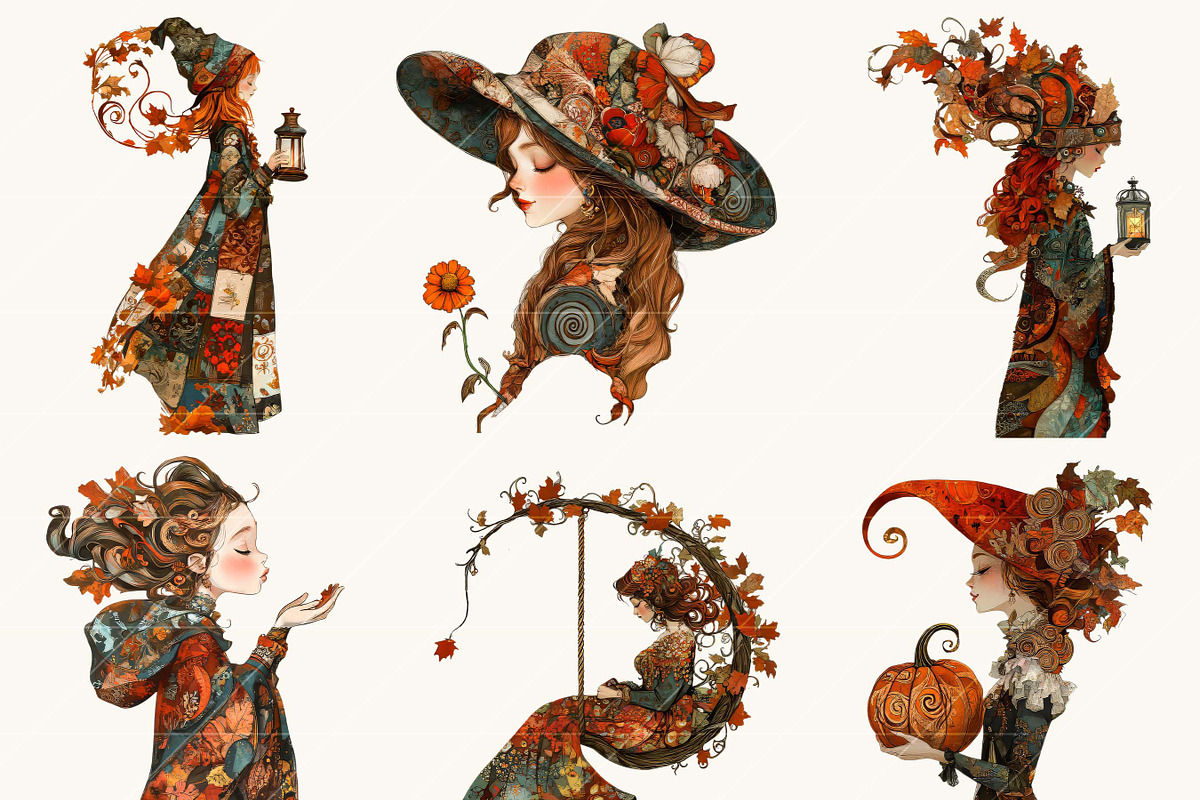 Whimsical Autumn Girls Clipart, a Person Illustration by BusyDaydesign (Photo 3 of 9)