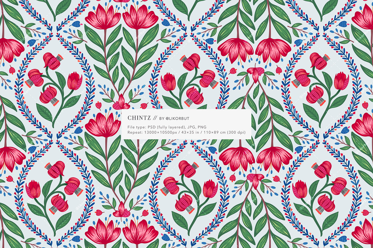 French Chintz Floral Pattern, a Pattern Graphic by likorbut (Photo 2 of 10)