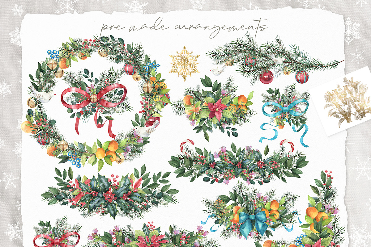 Watercolor Christmas clip art set, an Illustration by WonderWonder (Photo 3 of 21)