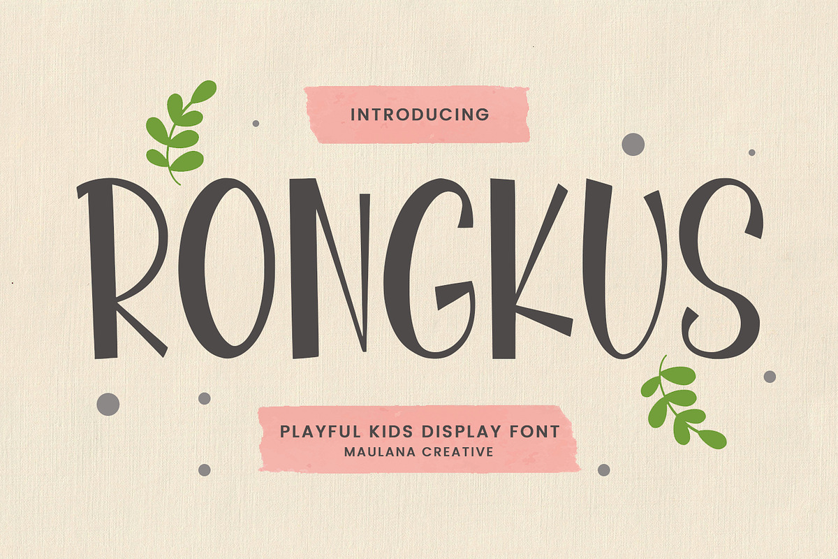Rongkus Playful Kids Display Font, a Handwritten Font by Maulana Creative (Photo 4 of 7)