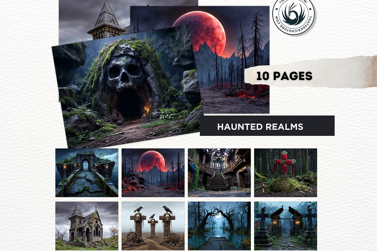 Fantasy RPG Backdrop Digital Papers, an Illustration by ThatsDesignArt (Photo 6 of 10)