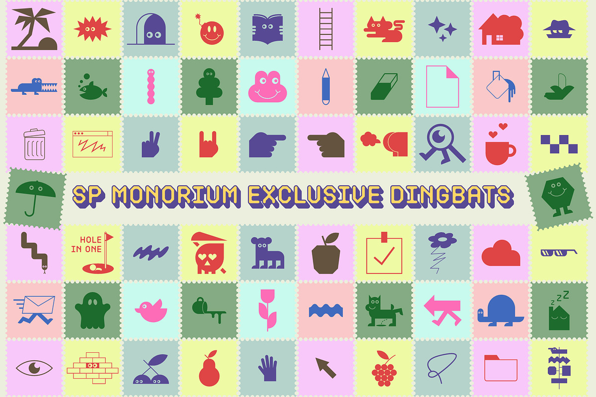 SP MONORIUM MODULAR FONT + DINGBAT, a Sans Serif Font by Sup.Port Studio (Photo 10 of 11)