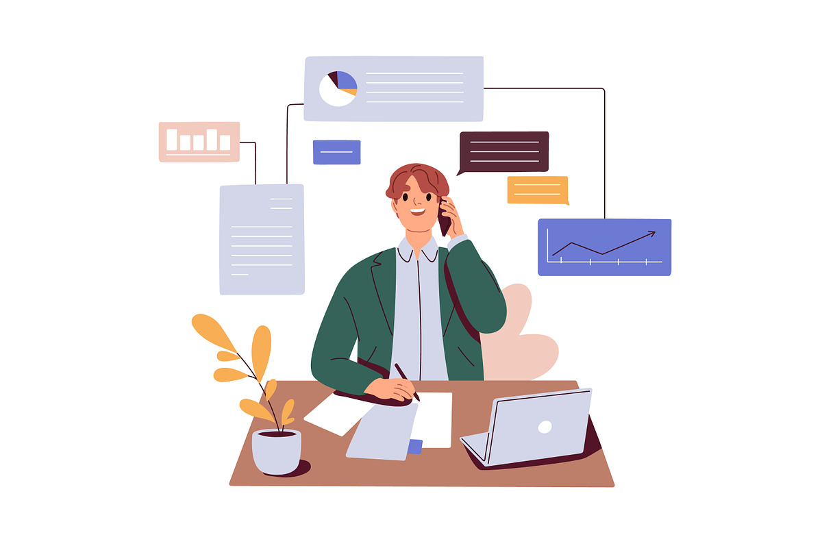 Business people during work call set, a Work Illustration by Good Studio (Photo 6 of 7)