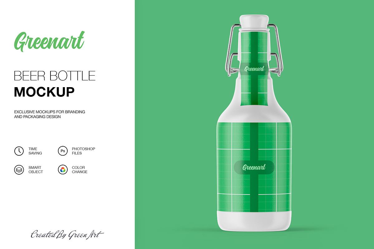 Beer Bottle Mockup, a Product Mockup by Green Art (Photo 7 of 7)