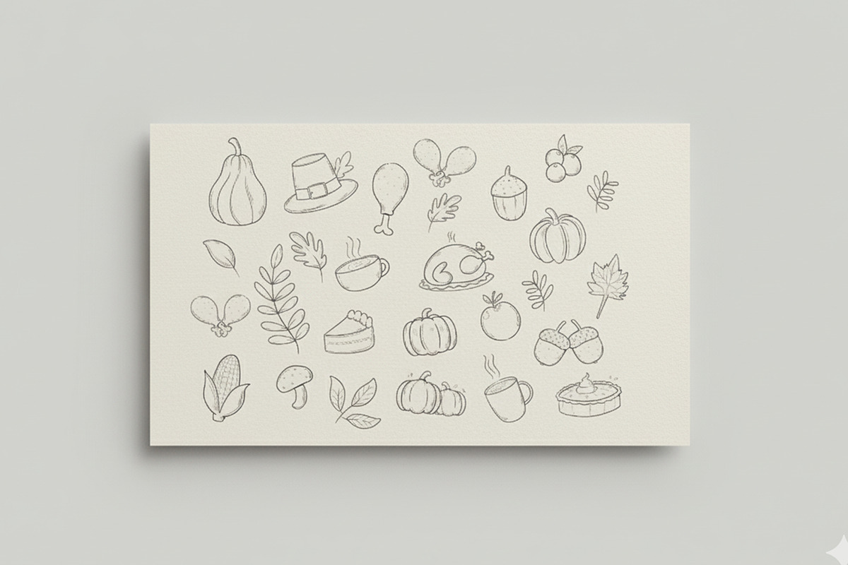 Thanksgiving Hand Draw Illustration, an Illustration by lanterby Illustration (Photo 5 of 8)