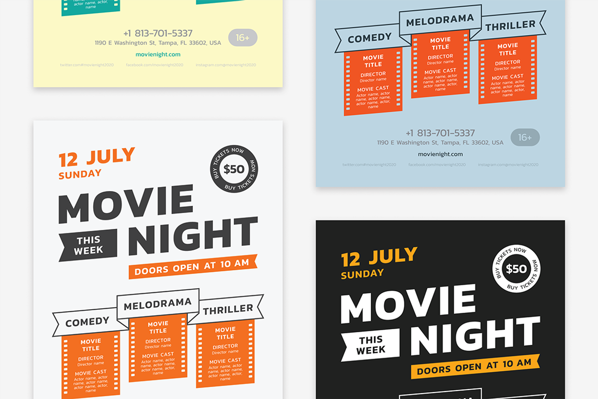 Movie Night Poster Template, a Flyer Template by Danil Polshin (Photo 5 of 10)