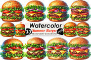 Summer Classic Burger Clipart, an Illustration by Black Bird Studio (Thumbnail 1 of 6)