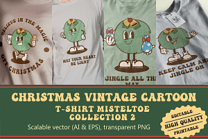 Christmas Mistletoe Vintage Cartoon, an Illustration by vectstudio