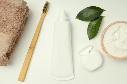 Concept of tooth or oral care, top view, a Health & Medical Photo by AtlasStudio PRO