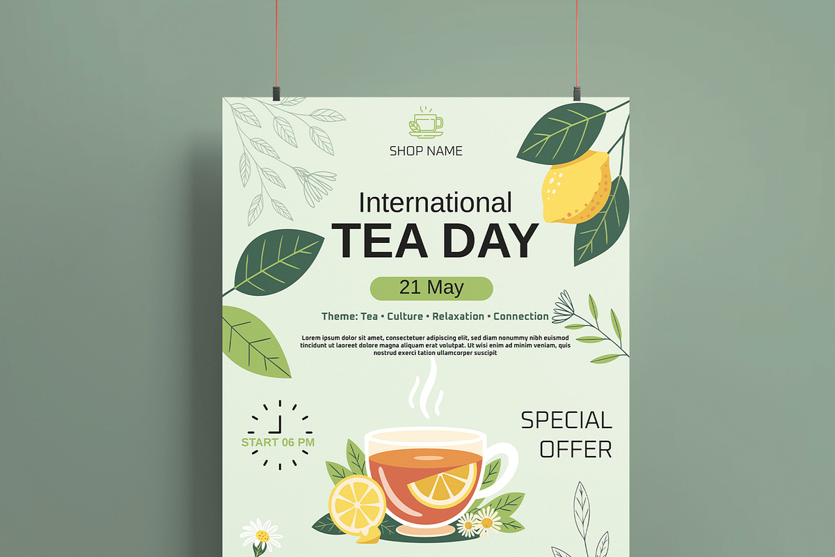International Tea Day Flyer Template, a Flyer Template by MightyDesign (Photo 2 of 8)