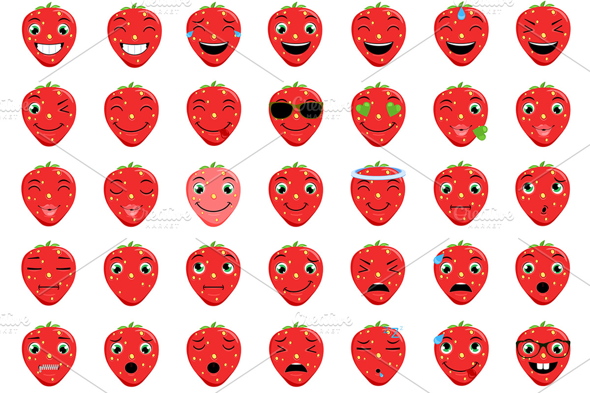 Strawberry Emoticons / Emoji, an Emoji Icon by land art (Photo 2 of 5)