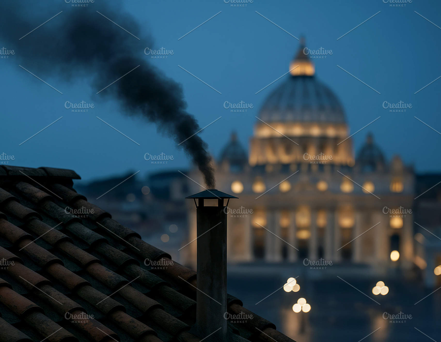 Papal conclave. Black smoke, a Photo by LiliGraphie