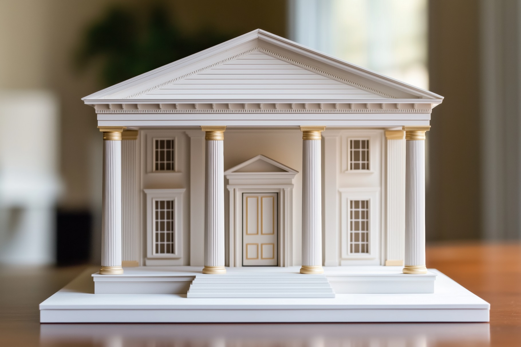A Greek Revival house style detailed architectural model of a classical ...