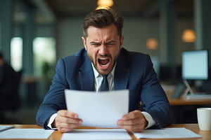 Depressed Businessman at His Desk Lo, a Business Photo by Stock Shape