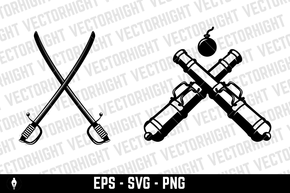 antique firearms and swords SVG, an Object Graphic by Vectorhight