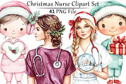 Christmas Nurse Clipart Set, a Seasonal Illustration by CitraGraphics (Thumbnail 1 of 9)